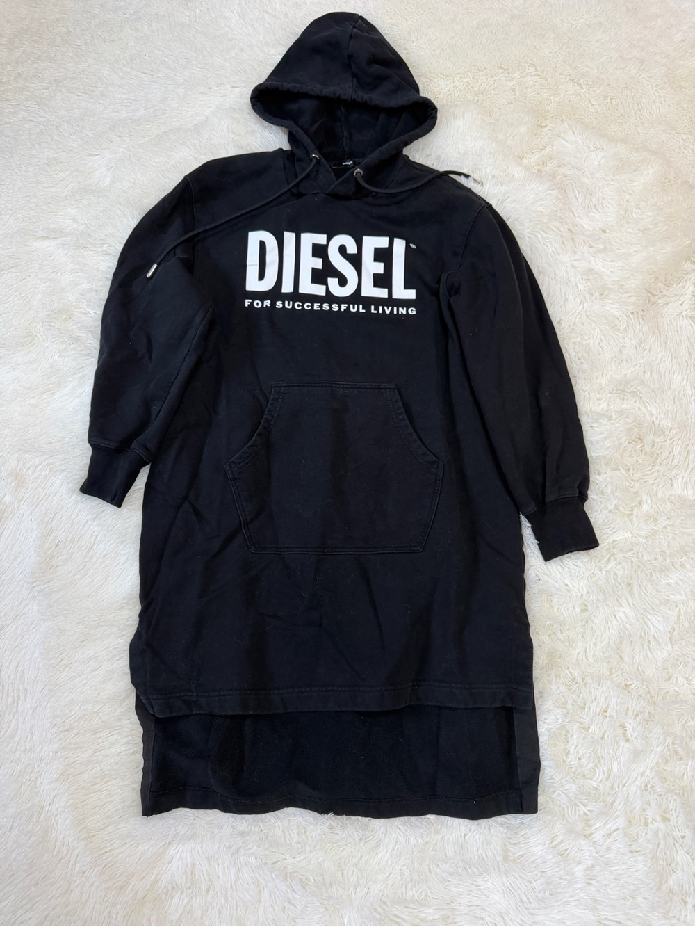 Diesel Black Logo Hoodie Dress